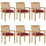 Stapelbare Gartenst&uuml;hle Mit Kissen 6 Stk. Massivholz Teak Vidaxl