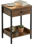 Relaxdays Beistelltisch Mit Schublade & Ablage, Industrial, Hbt: 69,5x38x28 Cm,