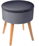 Atmosphera - Truhenhocker Tess Grau Aus Samt Cr&eacute;ateur D'Int&eacute;rieur