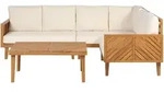 Lounge Set Hellbraun Akazienholz 4-teilig F&uuml;r 4 Personen Mit Auflagen Hellbeige