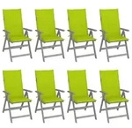 Verstellbare Gartenst&uuml;hle Mit Auflagen 8 Stk. Grau Akazienholz Vidaxl