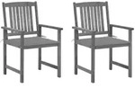 Vidaxl Garden Chairs With Cushions 2 Pcs Grey Solid Acacia Wood