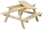 Timbela - Kinderstuhlset Aus Naturholz Mit Sandkasten - H50 X 90 X 90 Cm M010-1