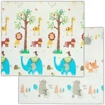 Relaxdays Spielmatte Tiere, Beidseitig, Schadstofffrei, Abwaschbar, 195x175 Cm,