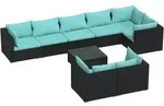 9-tlg. Garten-lounge-set Mit Kissen Schwarz Poly Rattan Vidaxl