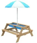 Tp Toys - Holz Spieltisch & Matschtisch Tiger Inkl. Sonnenschirm Natur 97x95x170 Cm