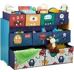 Kinderregal Mit 9 Stoffboxen, Monster Design, Hxbxt: 70 X 92,5 X 30 Cm,