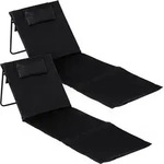 2er Set Faltbare Strandliege In Schwarz Ca. 145 X 48 X 45 Cm Mit Verstellbarer
