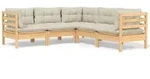 5-tlg. Garten-lounge-set Mit Creme Kissen Massivholz Kiefer Vidaxl