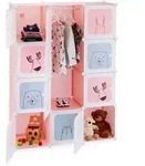 Relaxdays Steckregal Kinderzimmer, M&auml;dchen, Lustige Motive, Kunststoff, Diy Schrank