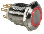 Drucktaster - Edelstahl - Spdt 1no 1nc - Rote Ringbeleuchtung - 19 Mm