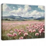 Leinwandbild Wildblumen Und Wiese, Nat&uuml;rliche Landschaft F&uuml;r Schlafzimmer,