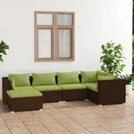 Vidaxl - 6-tlg. Garten-lounge-set Mit Auflagen Poly Rattan Braun
