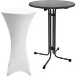 Outdoor Stehtisch Sylt, Klappbar, &Oslash;80cm, Wei&szlig;, Mit Husse