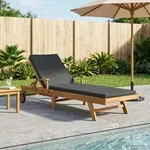 Vidaxl Sun Lounger With Cushion Solid Teak Wood Brown And Dark Grey