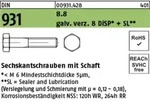 Din 931/iso 4014 Sechskant-schaftschraube 8.8 M 20 X 140 Gal Zn 8 Disp + Sl Gal...