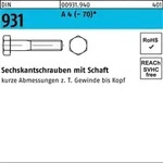 Din 931/iso 4014 Sechskant-schaftschraube M5x70 Edelstahl A4 Blank 100 Stk