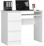 Pc-schreibtisch Akord A6 Links In Der Farbe Wei&szlig; Mit 3 Schubladen Und 1 Ablagen B90