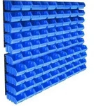 96-tlg. Beh&auml;lter-set F&uuml;r Kleinteile Mit Wandplatten Blau Vidaxl