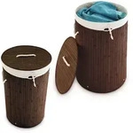 2 X W&auml;schekorb Bambus, Faltbare W&auml;schetonne Mit Deckel, Volumen 70 Liter,
