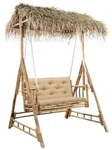 Hollywoodschaukel Mit Palmbl&auml;ttern Und Kissen 202 Cm Bambus Vidaxl