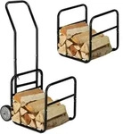 Kaminholzwagen, 2in1 Brennholzkarre & Feuerholzregal, Aus Stahl, Bis 45 Kg, Transport