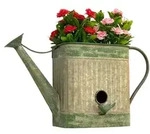 Vogelhaus Mit Blumentopf Zum Aufh&auml;ngen Metall Deko Gie&szlig;kanne Wetterfest 481999