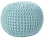 Runder Strickpouf 100% Baumwolle, Hellblau - Homescapes