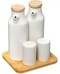 Gew&uuml;rzbeh&auml;lter F&uuml;r Oliven&ouml;l, Essig, Salz Und Pfeffer, Keramik-set, Wei&szlig;