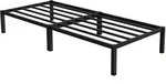 Metallbett 90x200 Cm Auf Stahlrahmen Mit Lattenrost, Schwarz, Bettgestell Aus...