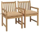 Vidaxl Garden Chairs 2 Pcs With Beige Cushions Solid Teak Wood (43250+314905)