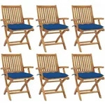 Klappbare Gartenst&uuml;hle Mit Kissen 6 Stk. Massivholz Teak Vidaxl