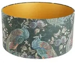 Velours-lampenschirm Pfauengr&uuml;n 50/50/25 Innen Golden
