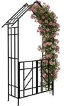 Relaxdays Rosenbogen Mit Tor, Spitzdach, Rankhilfe, Vorgarten & Garten, Torbogen Hbt: