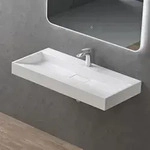 Doporro - Waschbecken Aufsatzwaschbecken Mineralguss H&auml;ngewaschbecken 100cm Mit