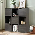 Costway - B&uuml;cherregal Mit 9 Faecher, 5 T&uuml;ren, Aufbewahrungsregal,...