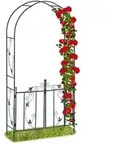 Rosenbogen Mit T&uuml;r, Garten Rankhilfe Kletterpflanzen, Torbogen Metall, Wetterfest,