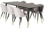 Ebuy24 - Dipp180x90blbr Essgruppe Esstisch Schwarz Und 6 Velvet Esszimmerst&uuml;hle