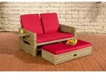 Clp - Polyrattan Sofa Ancona 5mm Natura Rubinrot