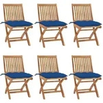 Klappbare Gartenst&uuml;hle Mit Kissen 6 Stk. Massivholz Teak