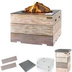 Mania Feuertisch Komplettset 19,5 Kw Quadratisch Gro&szlig; 76x76x46 Cm Teakholz Nice&nast