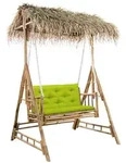 Hollywoodschaukel Mit Palmbl&auml;ttern Und Kissen 202 Cm Bambus Vidaxl