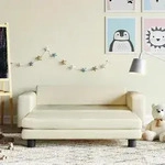 Kindersofa Mit Hocker Creme 100x50x30 Cm Kunstleder Vidaxl