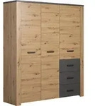 Followsz Kleiderschrank Eiche Dekor, Grau.