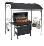 Relaxdays Grill Pavillon, Hxbxt: 220 X 220 X 150 Cm, 8 Haken, Metall, Polyester,