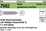 Senkblechschraube Din 7982 M.kreuzschlitz-ph/spitze C 2,2 X 13 -h Stahl Galvanisch