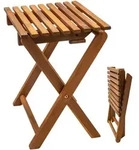 Akazie Klapphocker 37cm Im Teak Look - Holz Garten Hocker Blumenhocker...