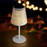 Solar Retro Tischleuchte Aus Metall In Wei&szlig; - 28 X 12 Cm - Vintage Garten Tischlampe