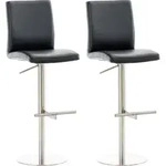 Clp - 2er Set Barhocker Cadiz Kunstlederbezug Edelstahl Schwarz