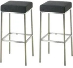 Clp - 2er Set Barhocker Montreal Stoffbezug Dunkelgrau Edelstahl